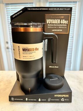 Hydrapeak Voyager Stainless Steel insulated 40oz Black & Bronze  Tumbler